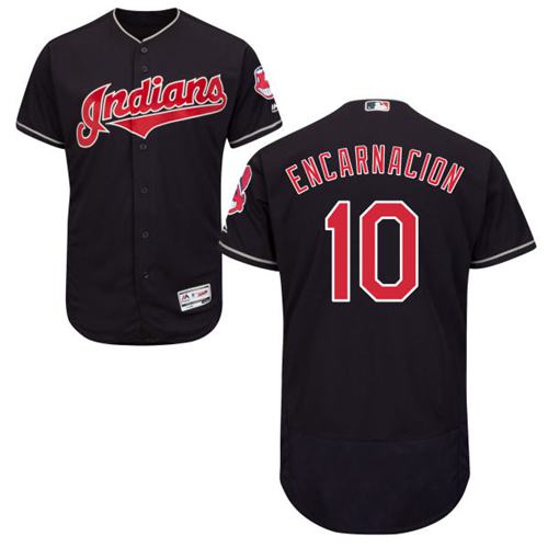 Indians #10 Edwin Encarnacion Navy Blue Flexbase Authentic Collection Stitched MLB Jersey
